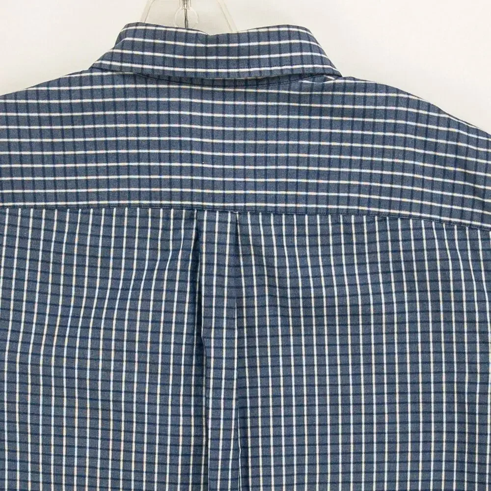 Banana Republic Short Sleeve Button-Up Shirts Men's Large 16 Lot of 2 Check Blue